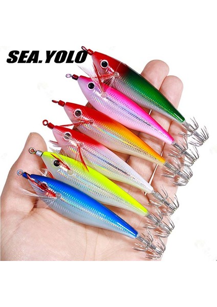 Sea.yolo 10CM10G Aydınlık Balıkçılık Yemi Ahşap Karides Yemi Yapay Kalamar Kancası Ahtapot Mürekkep Balığı Deniz Balıkçılığı Için Sert Yemler (Yurt Dışından)