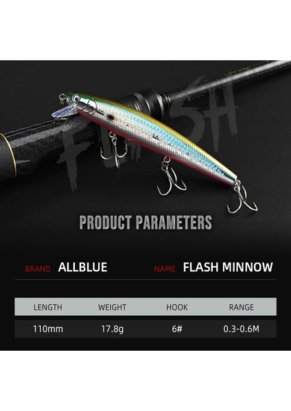 Allblue Flash Minnow 110 Olta Yemi 110MM 5/8oz Glow Jerkbait Wobbler Yavaş Askılı Plastik Yapay Yem B Pike Takımı (Yurt Dışından) fırsatları