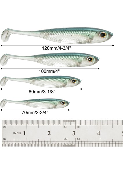 Dr.fish 5/6 Adet Balıkçılık Yumuşak Plastik Yemler Silikon Yem Kürek Kuyruklu Shad Solucan Yüzme Yemleri Tatlı Su B Alabalık 70MM 80MM 100MM (Yurt Dışından)