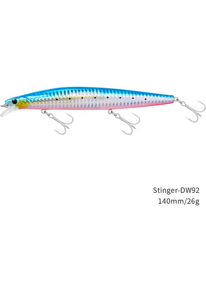 Tsurınoya Stinger 140S Balıkçılık Yemi Batıran Minnow DW92 140MM 26G Tuzlu Su Seab Ultra Uzun Döküm Büyük Sert Yemler Jerkbait (Yurt Dışından)
