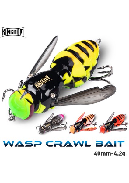 Kingdom Wasp Crawl Bait Yapay 4.2g 40MM Yüzen Böcek Biyonik Balıkçılık Yemi Swimbaits Sert Yemler B Sazan Turna Balıkçılığı (Yurt Dışından)