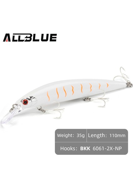 Allblue Ağır Ağırlık Minnow 90MM/110MM Batık Jerkbait Uzun Atış Balıkçılık Yemi Tuzlu Su Deniz B Plastik Yapay Yem Takımı (Yurt Dışından)