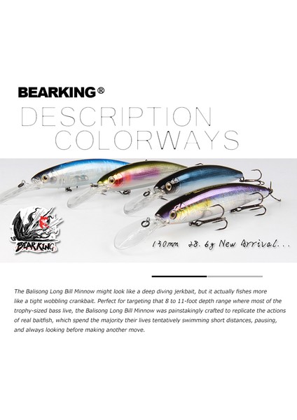 Bearking 130MM 28.6g Profesyonel Kaliteli Balıkçılık Yemleri Sert Yem Dalış 2.5-3m Kaliteli Wobblers Minnow Yapay Yem Takımı (Yurt Dışından) fiyatları