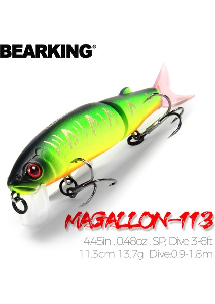 Bearking 11.3cm 13.7g Sıcak Balıkçılık Yemi Minnow Kaliteli Profesyonel Yem Yüzme Yemi Eklemli Yem Siyah Veya Beyaz Kanca ile Donatılmıştır (Yurt Dışından) fiyatları