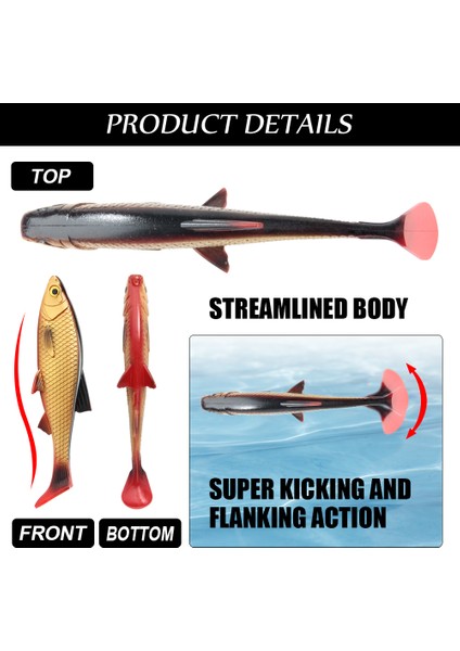 Spinpoler 3D River Roach Kürek Kuyruklu Swimbait Yumuşak Balıkçılık Yemi 8cm 10CM 13CM Walleye Levrek B Pike Yapay Yem Wobbler (Yurt Dışından)