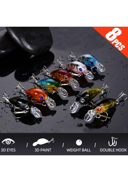 Adet Crank Bait Minnow Balıkçılık Yemi Seti Yüzen Yapay Yem Su Üstü Balıkçılık Yemi (Yurt Dışından)