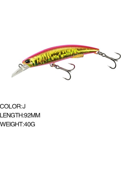 Yeni Varış 92MM/40G Sert Yem Balıkçılık Yemi Minnow B ve Tatlı Su Için Gerçekçi Tasarımla Büyük Balıklar Yakalamak Için (Yurt Dışından)