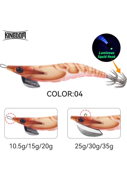 Kingdom Kalamar Yemi 2.5# 3.0# 3.5# Yapay Jigging Yemleri Yavaş Batar Güçlü Kancalar Deniz Balıkçılığı Ahtapot Kalamar Aydınlık Egı (Yurt Dışından)