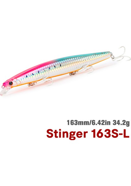 Tsurınoya Stınger 163S Ultra Uzun Döküm Batıran Tuzlu Su Minnow 163MM 34.2g Deniz Balıkçılığı Yemi Yapay Büyük Sert Yemler (Yurt Dışından)