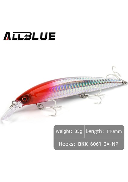 Allblue Ağır Ağırlık Minnow 90MM/110MM Batık Jerkbait Uzun Atış Balıkçılık Yemi Tuzlu Su Deniz B Plastik Yapay Yem Takımı (Yurt Dışından)