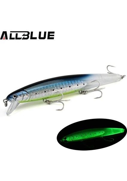 Allblue Flash Minnow 110 Olta Yemi 110MM 5/8oz Glow Jerkbait Wobbler Yavaş Askılı Plastik Yapay Yem B Pike Takımı (Yurt Dışından)