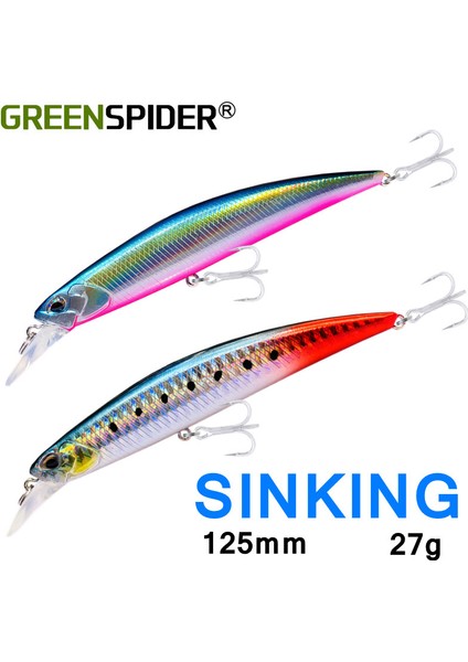 Greenspıder Jerkbait Balıkçılık Yemi 125MM 27G Ağır Batık Minnow Sabit Ağırlık Açık Deniz Tuzlu Su Deniz B Yem Takımı (Yurt Dışından) fiyatları