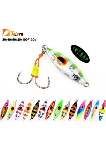 Tolu Slow Bee Slow Pitch Jig 30G 40G 60G 80G 100G 120G Shore Casting Jigging Kaşık Yem Glow Tuzlu Su Balıkçılığı Yemi Kancalı (Yurt Dışından) fiyatları