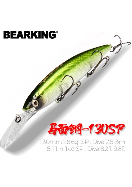 Bearking 130MM 28.6g Profesyonel Kaliteli Balıkçılık Yemleri Sert Yem Dalış 2.5-3m Kaliteli Wobblers Minnow Yapay Yem Takımı (Yurt Dışından) fırsatları