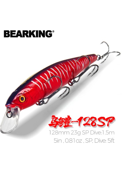 Bearking 128MM 23G Yeni Sıcak Model Profesyonel Kalite Balıkçılık Yemleri Sert Yem Dalış 1.5m Kaliteli Wobblers Minnow (Yurt Dışından) fiyatları