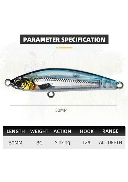 Blux Exıle 50 Sinking Gravity Pencil Ağır Çubuk Balıkçılık Yemi 50MM 8g Tuzlu Su Dudaksız Minnow Wobbler Sert Plastik Yem (Yurt Dışından) modelleri