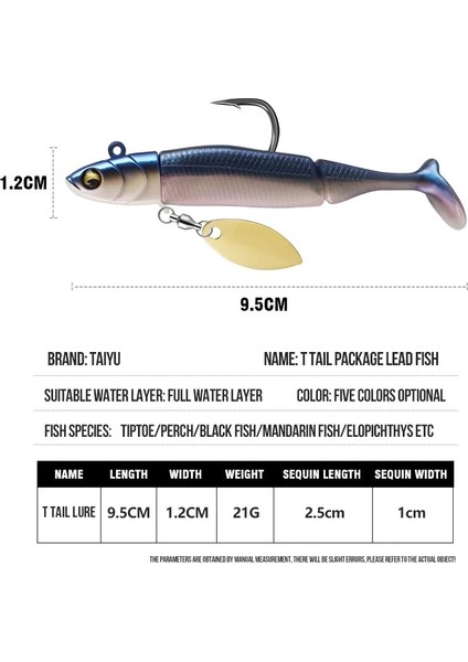 Taıyu Jig Head Yumuşak Balıkçılık Yemleri 21G T-Kuyruk Silikon Yem Wobblers Metal Döner Kaşık Yem Pike Alabalık B Balıkçılık Takımı (Yurt Dışından) modelleri