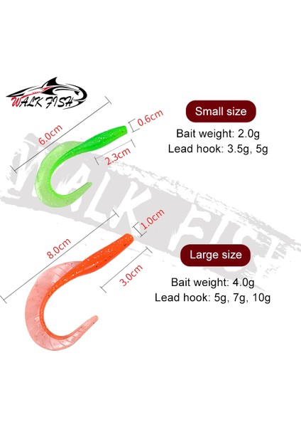 Walk Fısh 10 Adet Spinpoler 60MM 80MM Gerçekçi Balık Yemi Yem Solucanları Yapay Silikon Yumuşak Yem B Pike Balık Yemi Wobbler (Yurt Dışından) modelleri