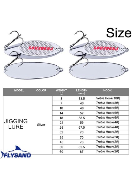 Flysand Sert Yem Gümüş Kaşık Jigging Yemi Metal Üçlü Kanca Döküm Bıçağı Döndürücü Trolling Kaşıkları Paslanmaz Çelik Kaşık Döndürücü Yem (Yurt Dışından) fiyatları