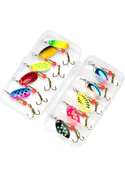 10 Adet Balıkçılık Yemi Metal Kaşık Döndürücü Kaşık Yemi Krank Yemler Balıkçılık Wobblers Pike Tığ Işi Seti Takım Kutularıyla Yapay Yem (Yurt Dışından)