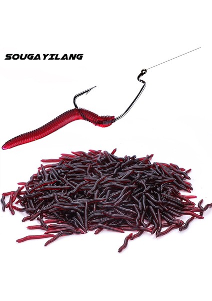 Sougayilang 50-200 Adet Yumuşak Balıkçılık Yemi Simülasyon Solucan 4cm 0.3g Yapay Gerçekçi Yemler Balık Kokusu B Yemi Balıkçılık Takımı (Yurt Dışından)