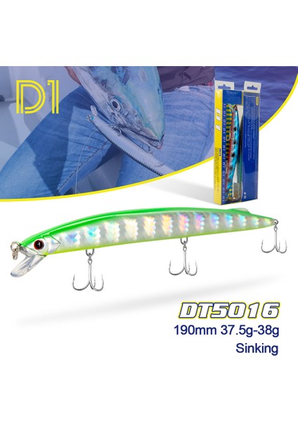 D1 Yeni Deniz Balıkçılığı Yemi 2021 Acuda Uskumru Sardalya Turna 190MM 37.5g- 38G Batık Minnow Yemler Derinlik 0.6-0.9m Jerkbait (Yurt Dışından)