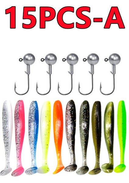 Yeni 50/30/15PC Yumuşak Balıkçılık Yemleri Seti Silikon Yem Seti Krank Jig Kafa Kancalı Yapay Yem Solucanı Balıkçılık Takımı Aksesuarları (Yurt Dışından)
