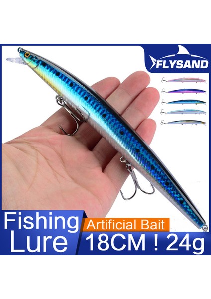 Flysand Balıkçılık Yemleri Balıkçılık Sert Yem Crankbaits Isca Yapay Pesca Sea Wobbler Yüzme Yemleri Büyük Lazer Minnow 18CM/24G (Yurt Dışından) fiyatları