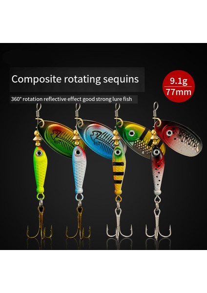 Döner Metal Spinner Balıkçılık Yemleri 9.1g 7cm Payetler Iscas Yapay Sert Yemler Crap B Pike Üçlü Kanca Takım Aksesuarları (Yurt Dışından) fiyatları