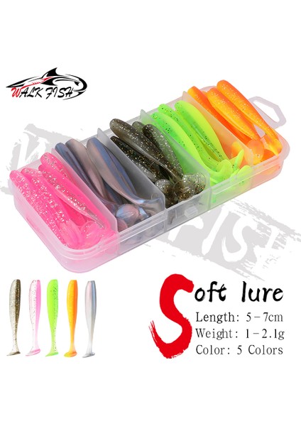 Walk Fısh 50 Adet/kutu 5cm 5.5cm 6cm 7cm Yumuşak T Kuyruk Kürek Kuyruk Yemler Wobbler B Minnow Yem Silika Yapay Isca Pesca (Yurt Dışından)