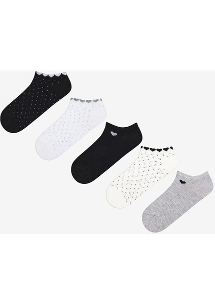 Tiny Heart 3lü Gri Siyah Beyaz Burun Dikişsiz Patik Çorap