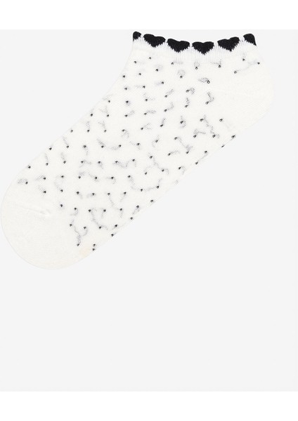 Tiny Heart 3lü Gri Siyah Beyaz Burun Dikişsiz Patik Çorap modelleri