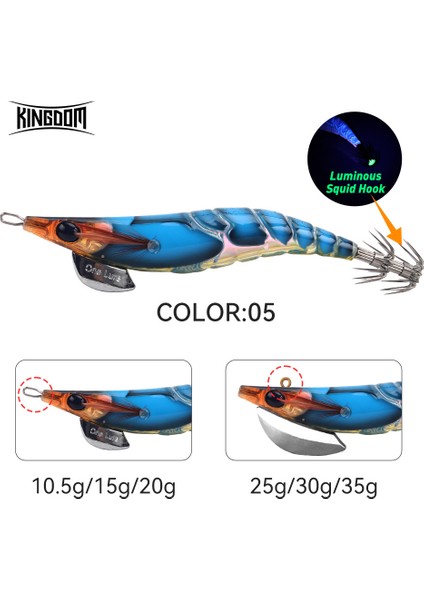 Kingdom Egi Kalamar Yemi Yapay Jigging Yemleri Yavaş Batabilen Kalamar Kancaları Deniz Balıkçılığı Ahtapot Kalamar Aydınlık Takım Yemi (Yurt Dışından)