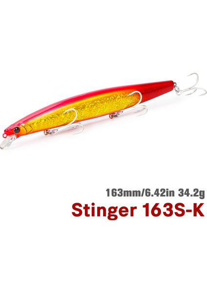 Tsurınoya Stınger 163S Ultra Uzun Döküm Batıran Tuzlu Su Minnow 163MM 34.2g Deniz Balıkçılığı Yemi Yapay Büyük Sert Yemler (Yurt Dışından)