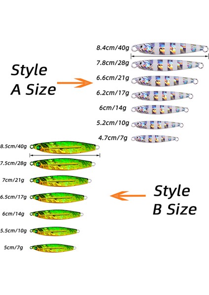 Adet/kutu Yavaş Batabilen Metal Döküm Jig Kaşık Seti 7G-40G Kıyı Atma Deniz B Yemi Ton Balığı Için Yapay Yem Balıkçılık Takımı (Yurt Dışından) modelleri