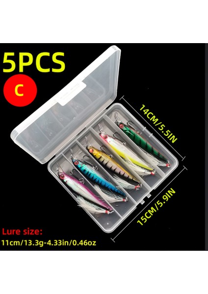 Aorace 5 Adet/kutu Lazer 3D Gözler Biyonik Minnow Balıkçılık Yemi - Maksimum Yakalama Için Tüylü Üçlü Kancalarla 13.3g Sert Yem (Yurt Dışından)