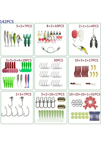 Balıkçılık Yemi Seti 18/21/59/142 Adet Karışık Vıb Yem Seti Yumuşak Yem Minnow Popper Kancaları Tüm Balıkçılık Aksesuarları Tatlı Su (Yurt Dışından) modelleri