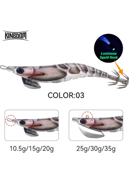 Kingdom Kalamar Yemi 2.5# 3.0# 3.5# Yapay Jigging Yemleri Yavaş Batar Güçlü Kancalar Deniz Balıkçılığı Ahtapot Kalamar Aydınlık Egı (Yurt Dışından)