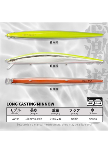 Hunthouse Tide Slim Minnow Flyer Balıkçılık Yemi Uzun Atış Batık Sert Yem 1mm 34G Pesca Jerkbaits Seab Pike (Yurt Dışından) fiyatları