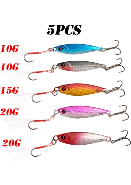 Metal Jig 5'li Set Balıkçılık Yemi 10G 15G 20G Kaşık Deniz Tekne Kıyı Uzun Atış Yavaş Jigging Deniz Balıkçılığı Yemleri Alabalık Pesca (Yurt Dışından)