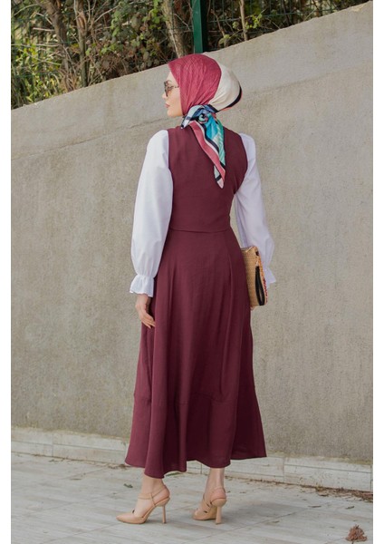 Mins Anvelop Kapamalı Yelek Etek Takım-Bordo fırsatları