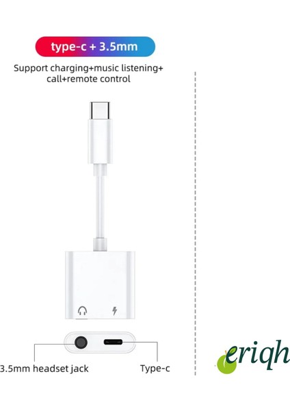 Type-C + 3.5mm Jack Çoklayıcı Dönüştürücü | Şarj + Kulaklık | Usb-C Splitte