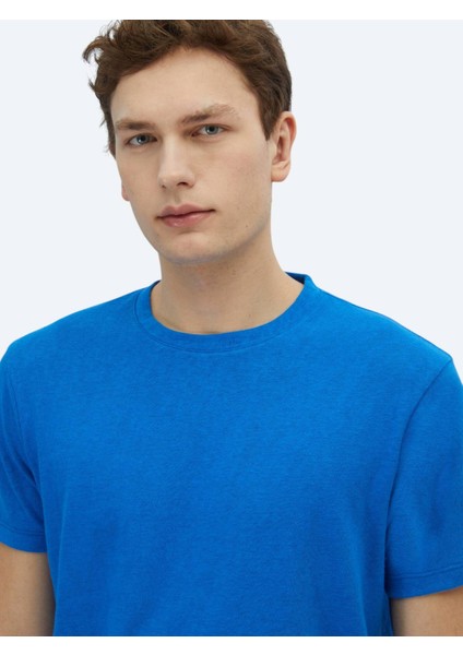 Saks Düz Bisiklet Yaka Pamuk Karışımlı T-Shirt modelleri