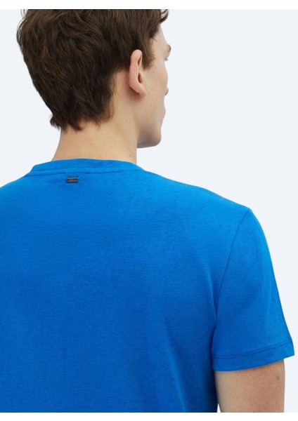 Saks Düz Bisiklet Yaka Pamuk Karışımlı T-Shirt indirimleri