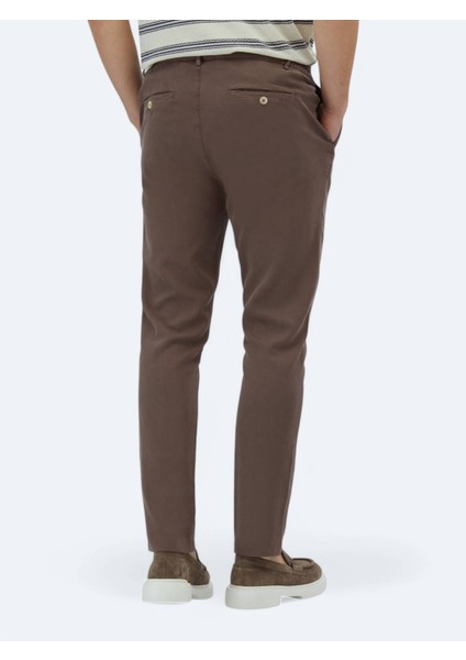 Kahverengi Dokuma Jogging Fit Casual Pamuk Karışımlı Pantolon