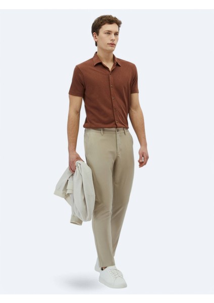 Kahverengi Düz Regular Fit Casual Pamuk Karışımlı Gömlek modelleri