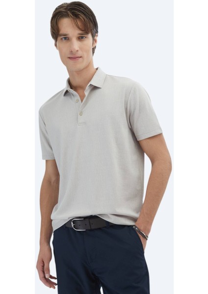 Bej Jakarlı Polo Yaka T-Shirt