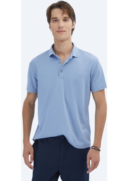 Mavi Jakarlı Polo Yaka T-Shirt