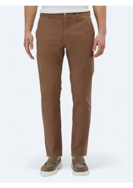 Açık Kahve Düz Dokuma Regular Fit Casual Pamuk Karışımlı Pantolon fiyatları