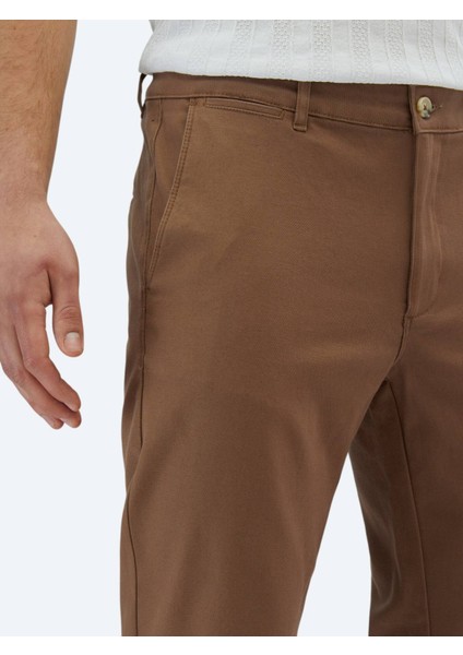 Açık Kahve Düz Dokuma Regular Fit Casual Pamuk Karışımlı Pantolon modelleri